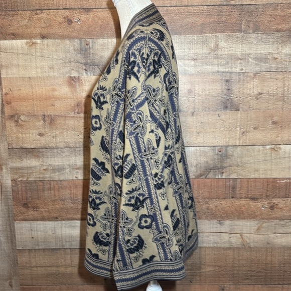 Peruvian Connection Floral Vines Print Knit Cardigan Women's size M Pima Cotton - Picture 2 of 7